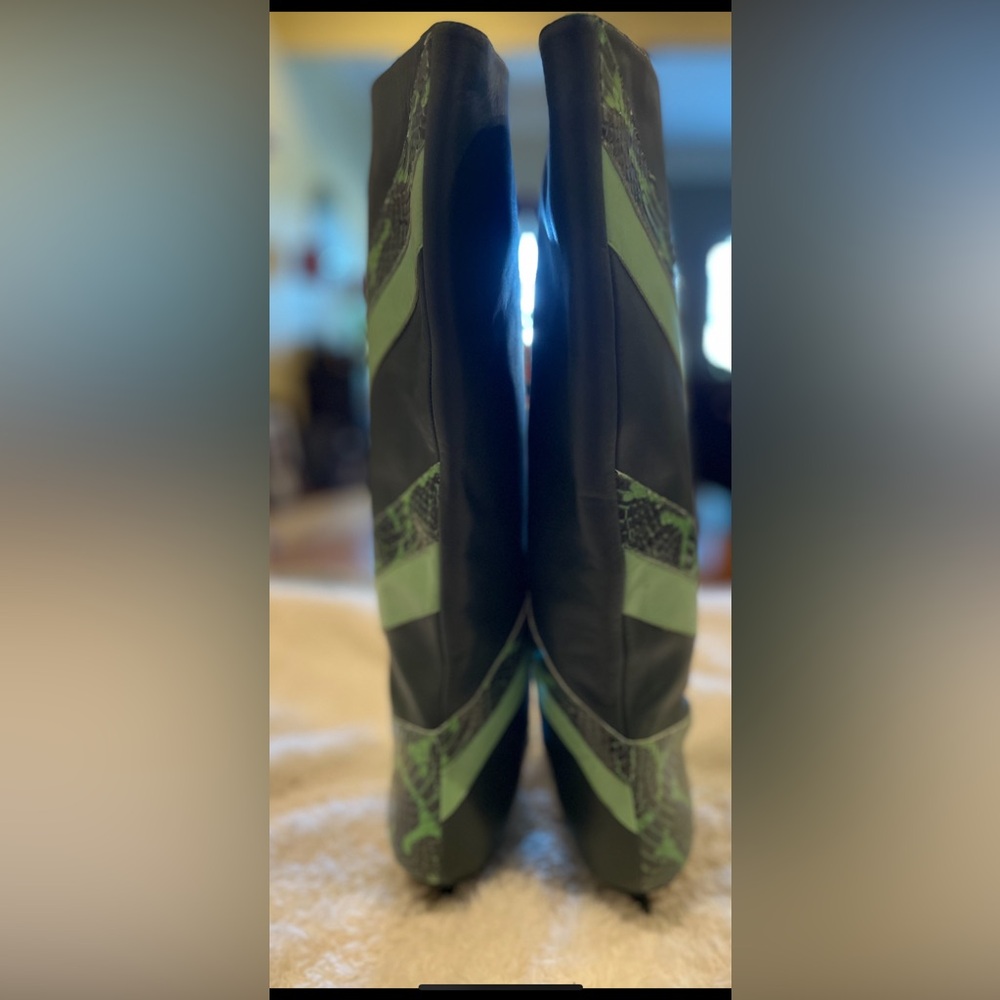 Tibi Green Python Boots W/Kitten Heel - image 6